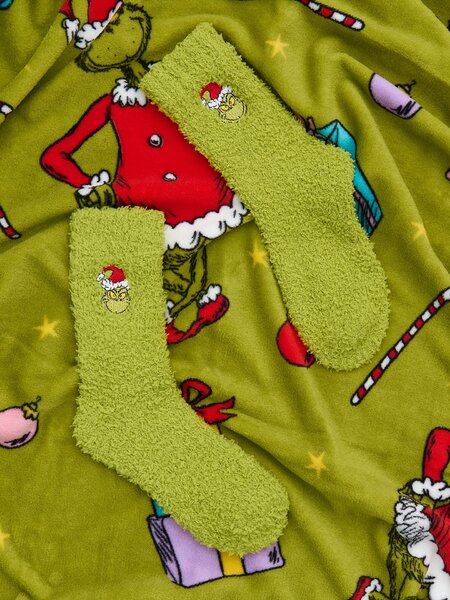 Sinsay - Božićni set: dječji prekrivač s čarapama Grinch
