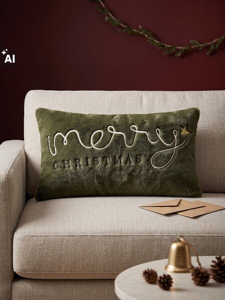 Sinsay - Ukrasni božićni jastuk s izvezenim natpisom Merry Christmas