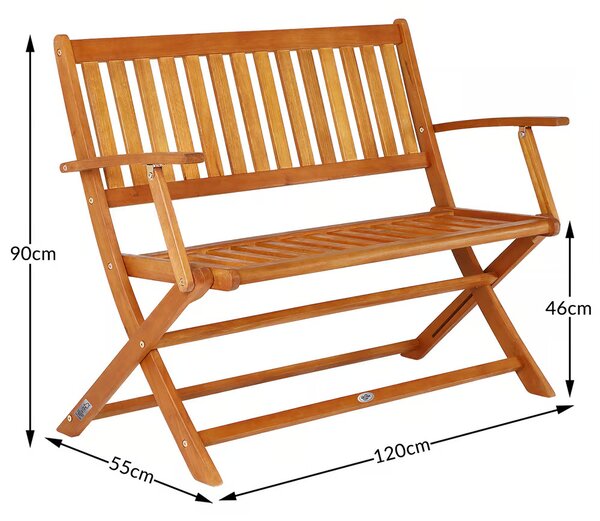 Sklopiva vrtna klupa od eukaliptusovog drveta - 120 cm