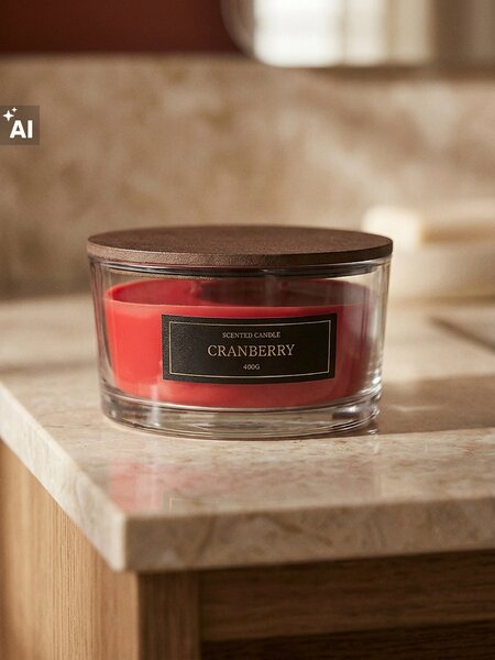 Sinsay - Mirisna svijeća s drvenim fitiljem Cranberry