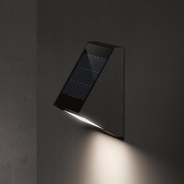 KLEWE LED solarna zidna svjetiljka ECOSTEP, antracit, 17 cm, IP65, Crno, Aluminij, Solarna svjetla