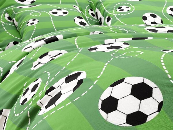 Polipamučna posteljina FOOTBALL TIME POLY zelena Dimenzije posteljine: 70 x 90 cm | 140 x 220 cm