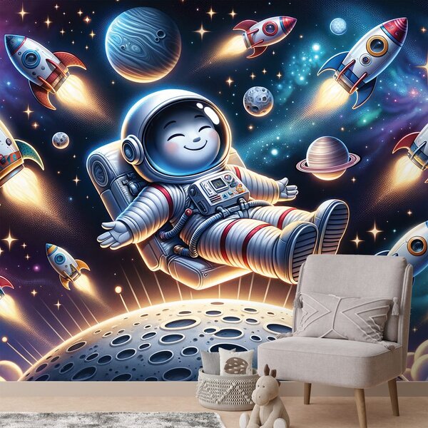 Fototapeta veseli astronaut među raketama