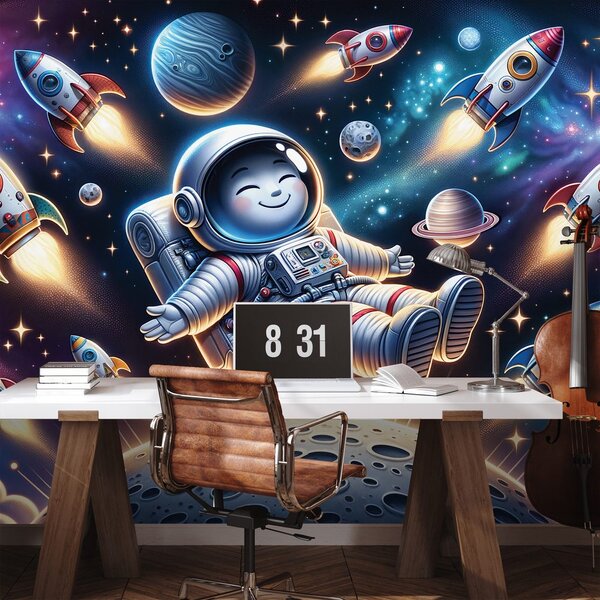 Fototapeta veseli astronaut među raketama