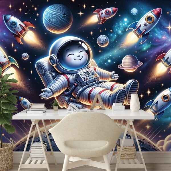 Fototapeta veseli astronaut među raketama