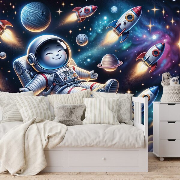 Fototapeta veseli astronaut među raketama