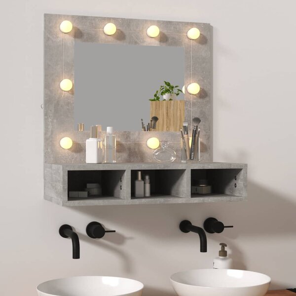 VidaXL Kupaonski ormarić s ogledalom LED boja betona 60 x 31,5 x 62 cm