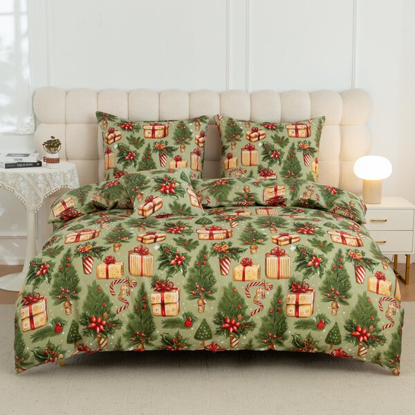 Posteljina od mikrovlakana CHRISTMAS PRESENTS zelena Dimenzije posteljine: 70 x 90 cm | 140 x 200 cm