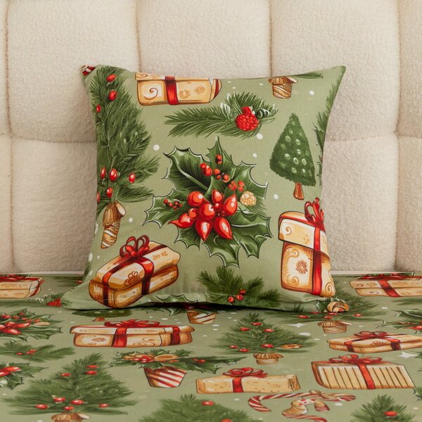 Jastučnica od mikrovlakana CHRISTMAS PRESENTS 45x45 cm, zelena