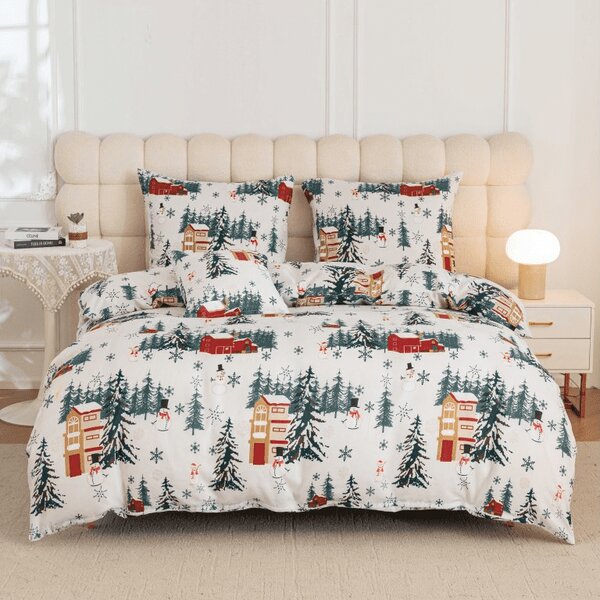 Posteljina od mikrovlakana SNOWY HOUSES bijela Dimenzije posteljine: 70 x 90 cm | 140 x 200 cm