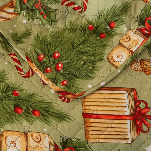 Prekrivač za krevet CHRISTMAS PRESENTS, zeleni Dimenzije: 220 x 240 cm