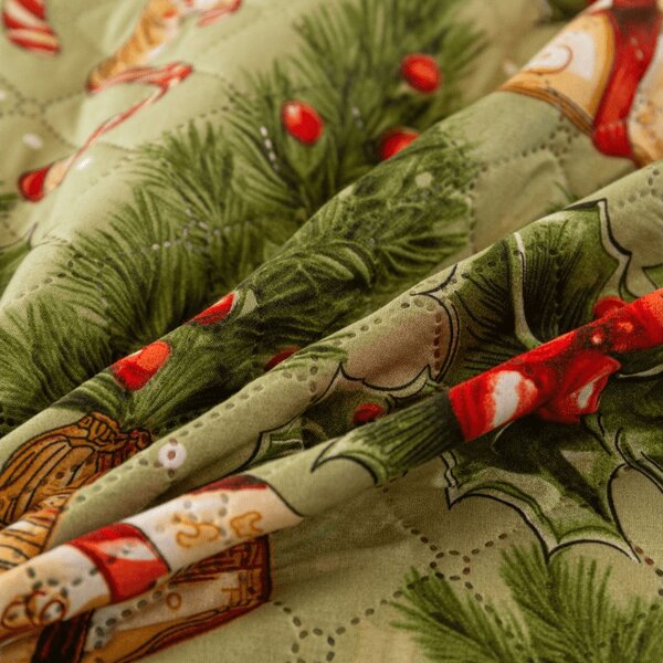 Prekrivač za krevet CHRISTMAS PRESENTS, zeleni Dimenzije: 220 x 240 cm