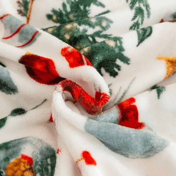 Set posteljine od mikropliša FESTIVE MAGIC bijelo + plahta od mikropliša SOFT 180x200 cm bijelo, dvokrevetno