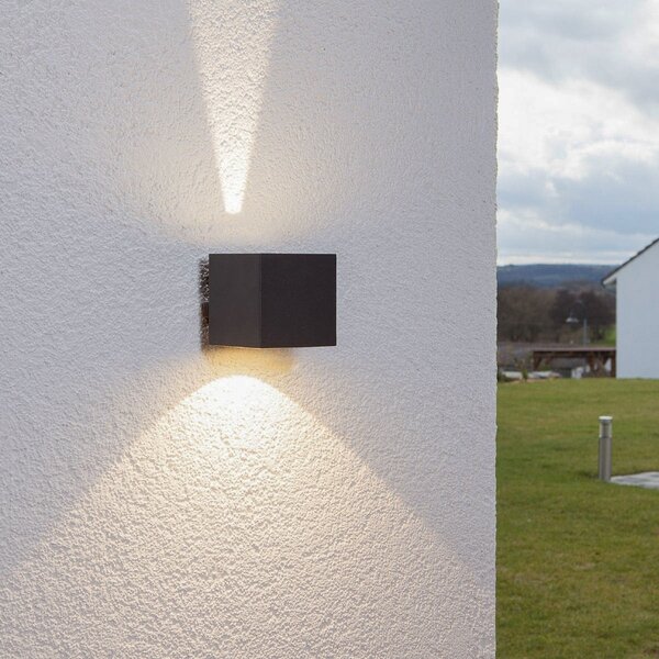 Lucande LED vanjska zidna svjetiljka Jarno, antracit, metal, 9 cm