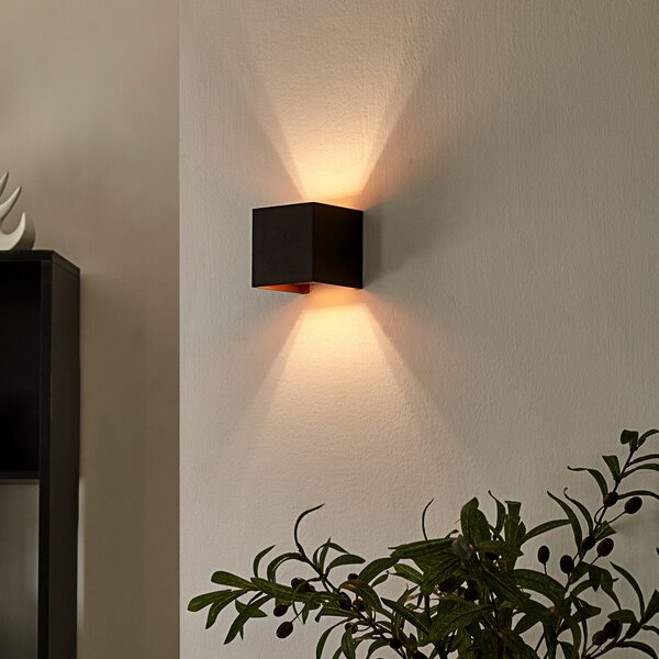Arcchio zidna lampa Zuzana, četvrtasta, crno-zlatna, G9, 10 cm, prigušiva, Crno, Dnevni boravak/blagovaonica, Aluminij