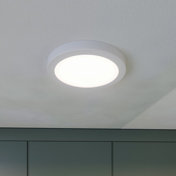 PRIOS Prios LED stropna svjetiljka Aureka, detektor pokreta, Ø 23 cm, bijela, Bijela, Dnevni boravak/blagovaonica, Aluminij, Pokrivač okrugli izravno