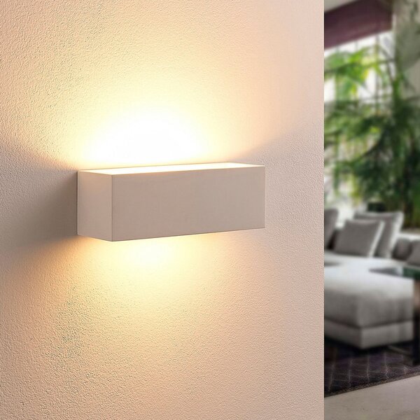 Lindby zidna lampa Tjada, 22 cm, bijela, gips, G9, mogućnost bojanja, prigušiva, Bijela, Dnevni boravak/blagovaonica, Gips / glina