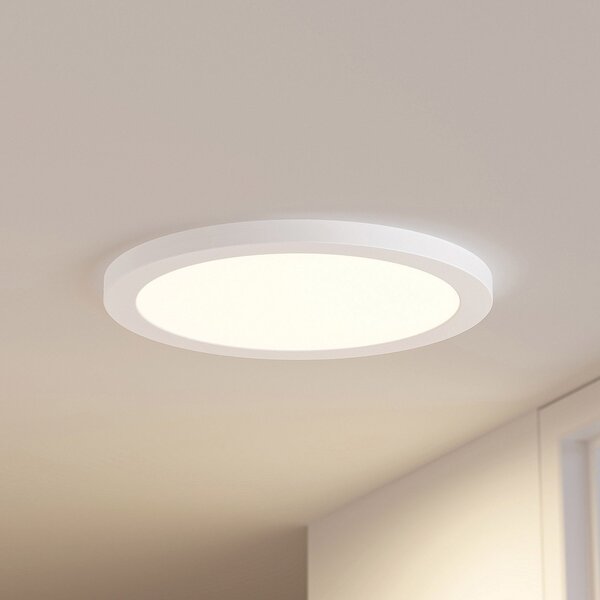 PRIOS Prios LED stropna svjetiljka Aureka, detektor pokreta, Ø 33 cm, bijela, Bijela, Dnevni boravak/blagovaonica, Aluminij, Pokrivač okrugli izravno
