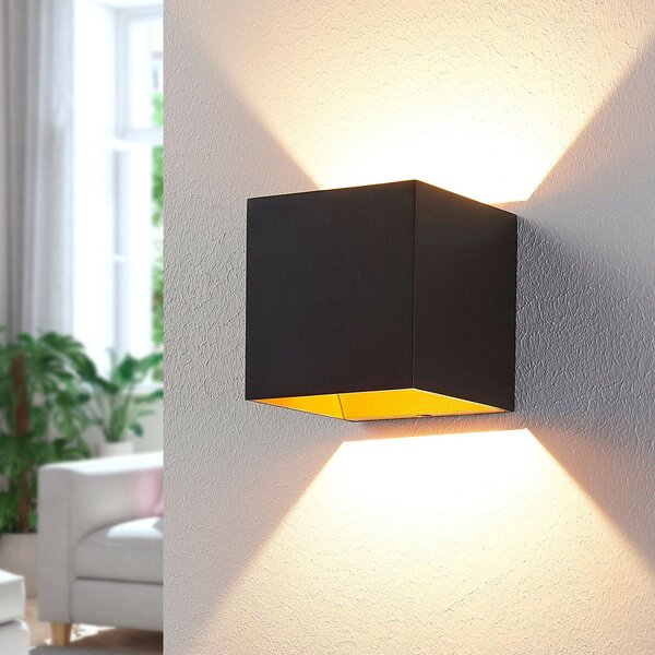 Arcchio LED zidna lampa Zuzana, kvadratna, crna, širina 10 cm, Crno, Područje hodnika, Aluminij