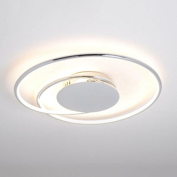 Lindby LED stropna svjetiljka Joline, Ø 45 cm, kromirana, metalna, Metalik, Dnevni boravak/blagovaonica, Metal