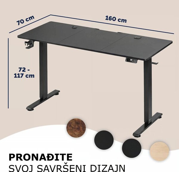 Podesivi uredski stol FLEXI, 160x75x72–117cm, crni Casaria