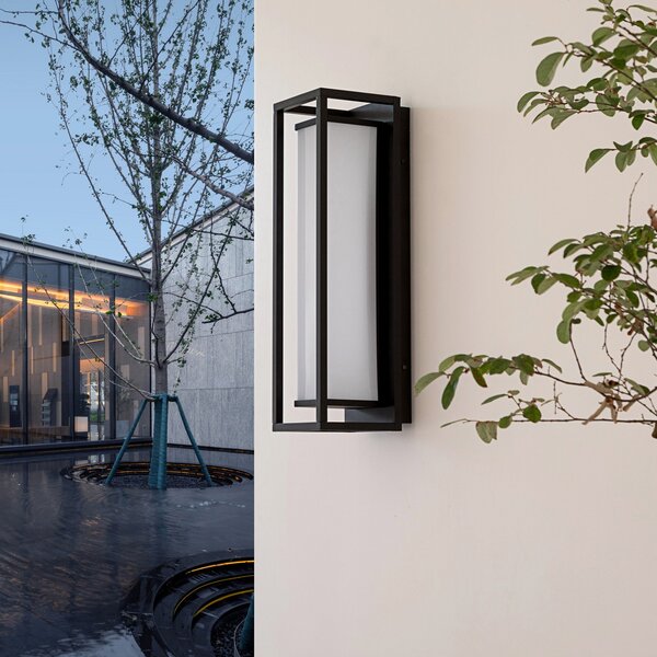Lucande Banetti LED vanjska zidna svjetiljka, 50 cm, Crno, Plastika