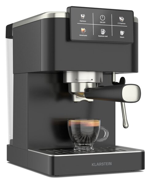 Klarstein SteelPresso Touch aparat za kavu s portafilterom, Zaslon osjetljiv na dodir, 20 bar, Nehrđajući čelik