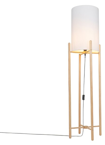 Drvena podna svjetiljka drvo s bijelom sjenom - Lengi