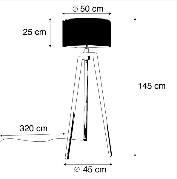 Tronožac za podnu svjetiljku crni s ružičastim hladom i zlatom 50 cm - Puros