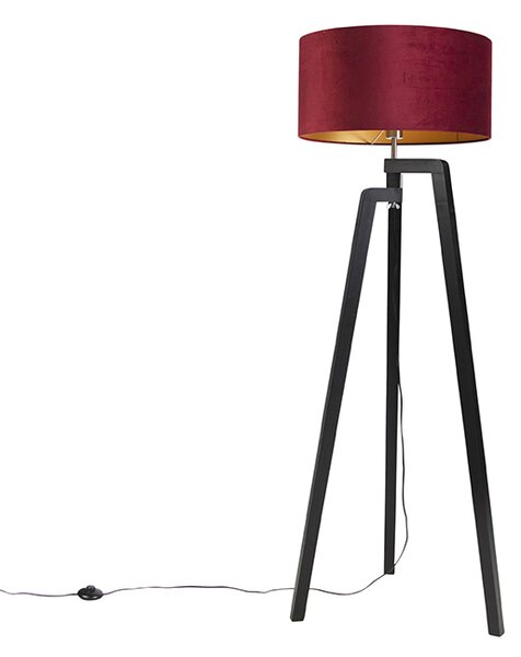 Tronožac za podnu svjetiljku crni s crvenom nijansom i zlatom 50 cm - Puros