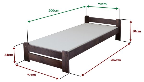 Krevet Emily 90 x 200 cm, orah Podnica: Bez podnice, Madrac: Bez madraca