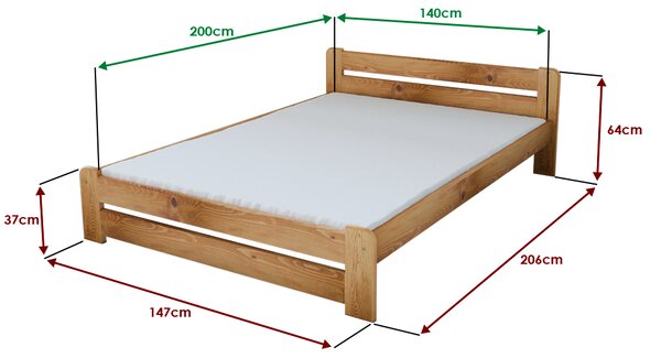 Krevet Laura 140 x 200 cm, joha Podnica: Sa lameliranom podnicom, Madrac: Bez madraca