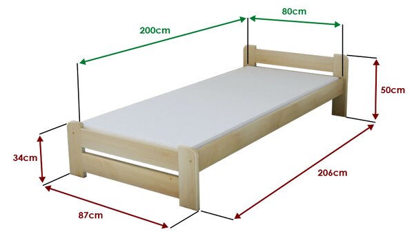 Krevet Emily 80 x 200 cm, borovo drvo Podnica: Sa lameliranom podnicom, Madrac: Bez madraca