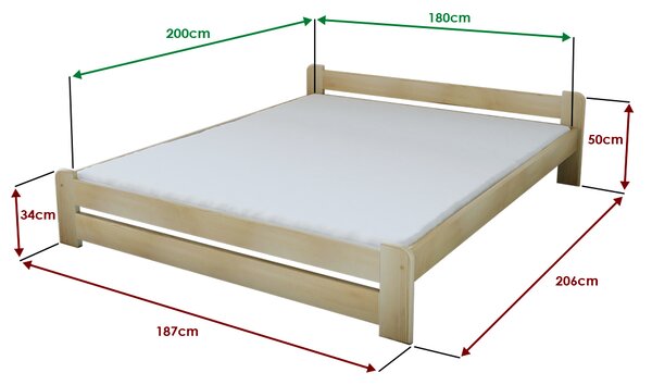 Krevet Emily 180 x 200 cm, borovo drvo Podnica: Bez podnice, Madrac: Madrac Deluxe 10 cm