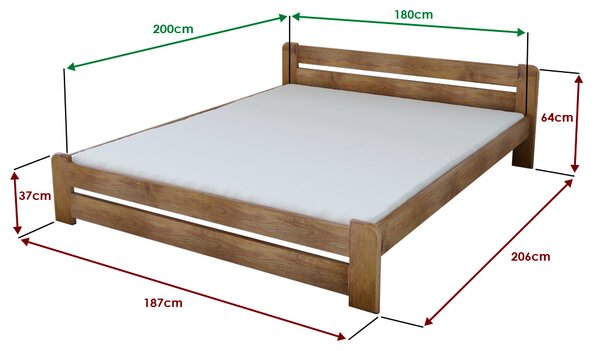 Krevet Laura 180 x 200 cm, hrast Podnica: Bez podnice, Madrac: Bez madraca