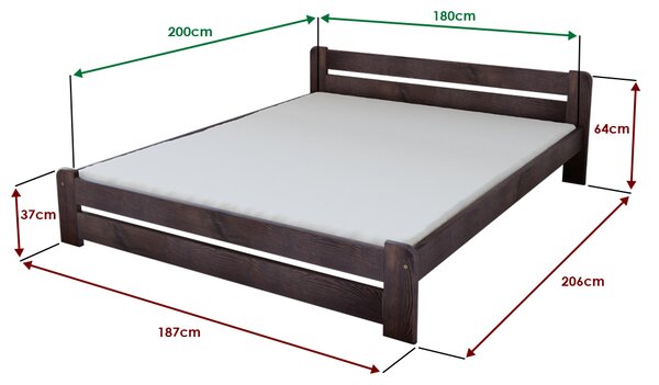 Krevet Laura 180 x 200 cm, orah Podnica: Sa lameliranom podnicom, Madrac: Bez madraca