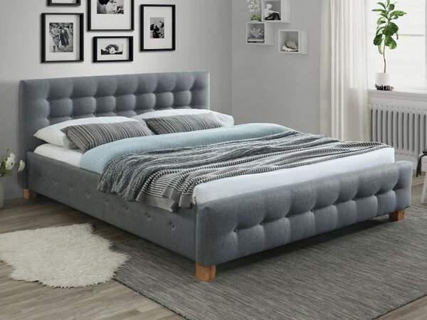 Sivi tapacirani krevet BARCELONA 160 x 200 cm