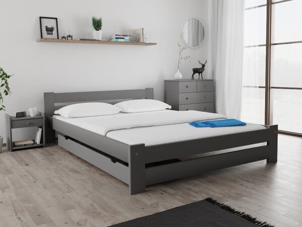Krevet OLA 140 x 200 cm, sivi Podnica: Sa podnicom od letvi, Madrac: Madrac Somnia 17 cm