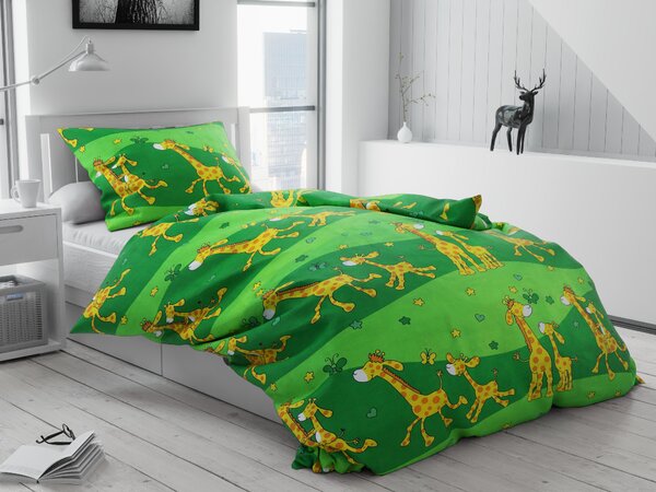 Pamučna posteljina Giraffe zelena
