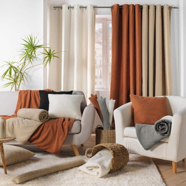 Crvena/narančasta deka od flisa 180x220 cm Curly Wooly – douceur d'intérieur