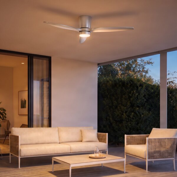 Sorin LED stropni ventilator, aluminij, CCT, IP44, 3 kraka - Lucande Lucande, Sorin, Metalik, Dnevna soba, Metal, Moderan