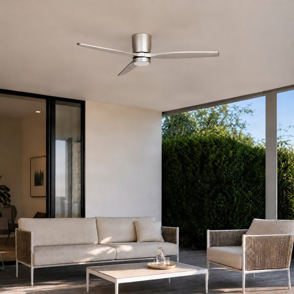 Sorin LED stropni ventilator, aluminij, CCT, IP44, 3 kraka - Lucande Lucande, Sorin, Metalik, Dnevna soba, Metal, Moderan