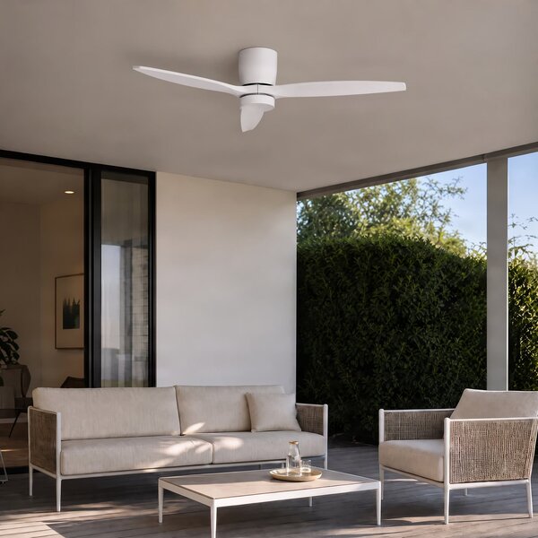 Sorin LED stropni ventilator, bijeli, CCT, IP44, 3 lopatice - Lucande Lucande, Sorin, Bijela, Dnevna soba, Metal, Moderan