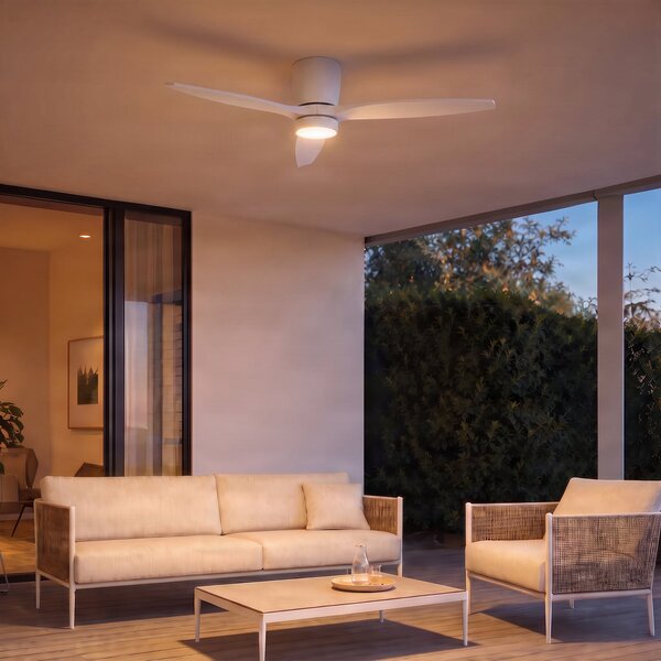 Sorin LED stropni ventilator, bijeli, CCT, IP44, 3 lopatice - Lucande Lucande, Sorin, Bijela, Dnevna soba, Metal, Moderan
