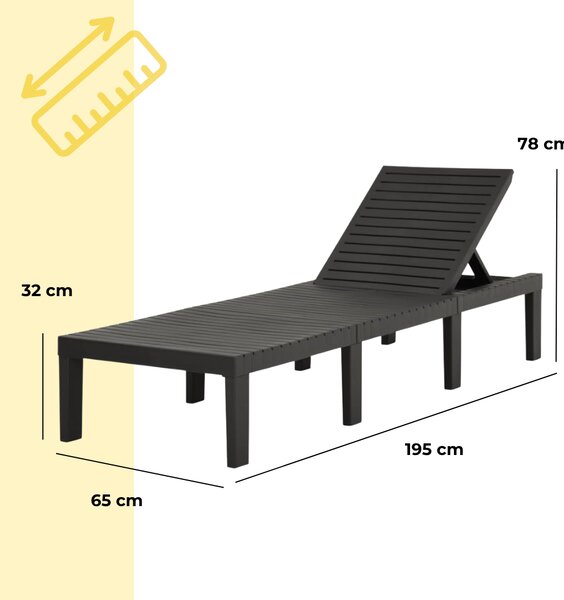 Vrtna ležaljka HAITI s podlogom, 65×195×78cm, antracit I.P.A.E-Progarden