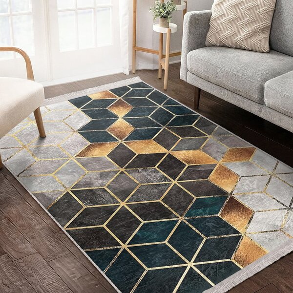 Bijelo-petrolej zeleni perivi tepih 160x230 cm – Mila Home