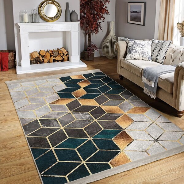 Bijelo-petrolej zeleni perivi tepih 160x230 cm – Mila Home