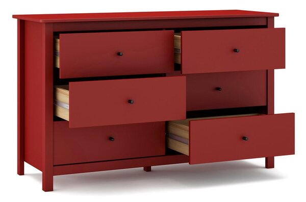 Crvena niska komoda od borovine 130x80 cm Misti - Marckeric