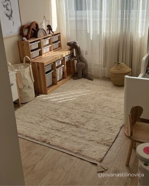 Krem periv/ručno rađen pamučan tepih 90x130 cm Bloom Natural – Lorena Canals