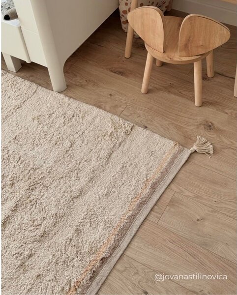 Krem periv/ručno rađen pamučan tepih 90x130 cm Bloom Natural – Lorena Canals